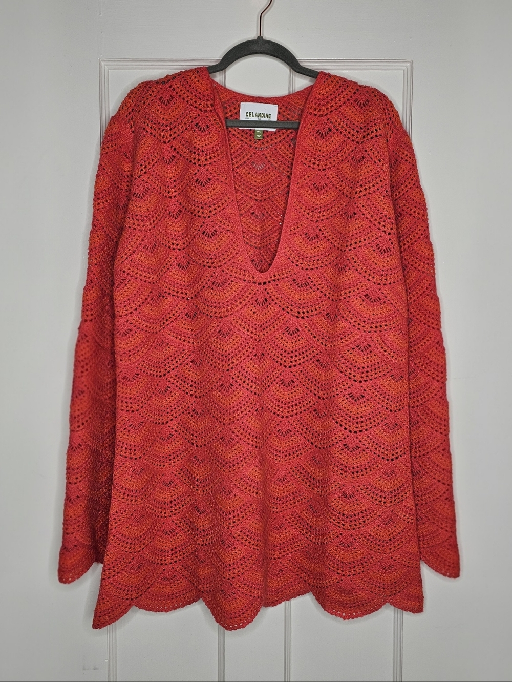 Anthropologie Celandine Crochet Long-Sleeve Mini Kaftan - Picture 2 of 10